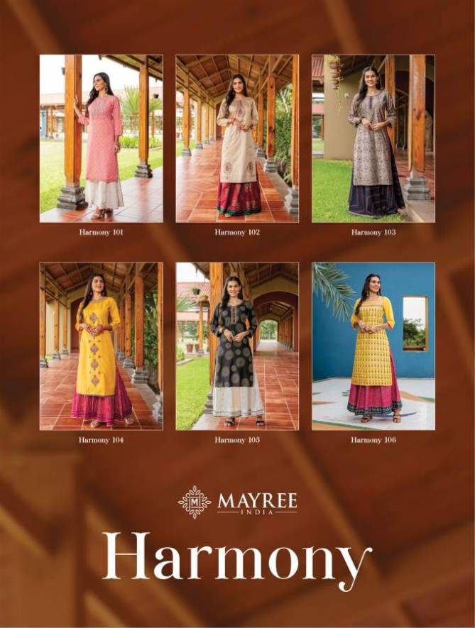 Mayree Harmony Ethnic Wear Maslin Printed Kurti With Bottom Collection